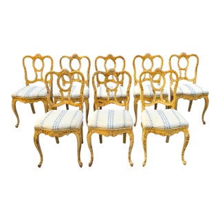 Set of 8 Vintage Italian Faux Tortoiseshell "A Mecca" Side Chairs For Sale