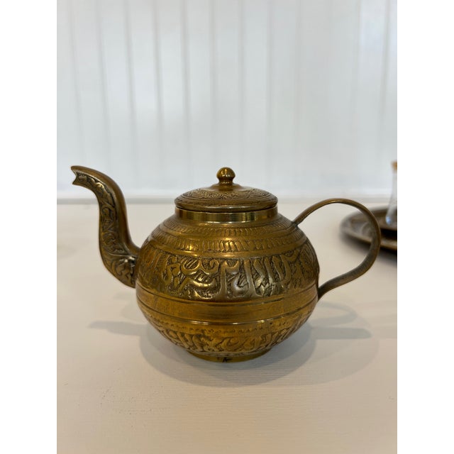 Metal Vintage 1960s Turkish Tea Set- 20 Pieces For Sale - Image 7 of 10