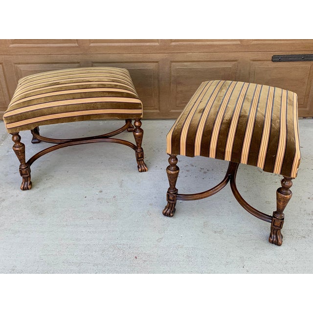 Antique Upholstered Spanish Colonial Ottomans a Pair Chairish