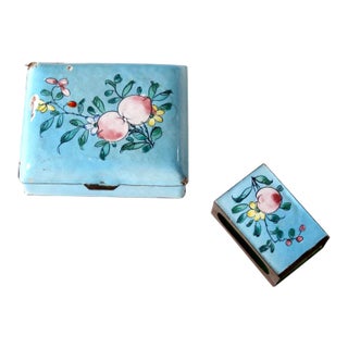 Antique Cloisonne Box With Matchbox Holder For Sale