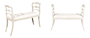Swedish 19th Century Painted Wood Window Benches - a Pair