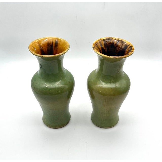 MidCentury Modern Sage Green Glazed Ceramic Vessels a Pair Chairish