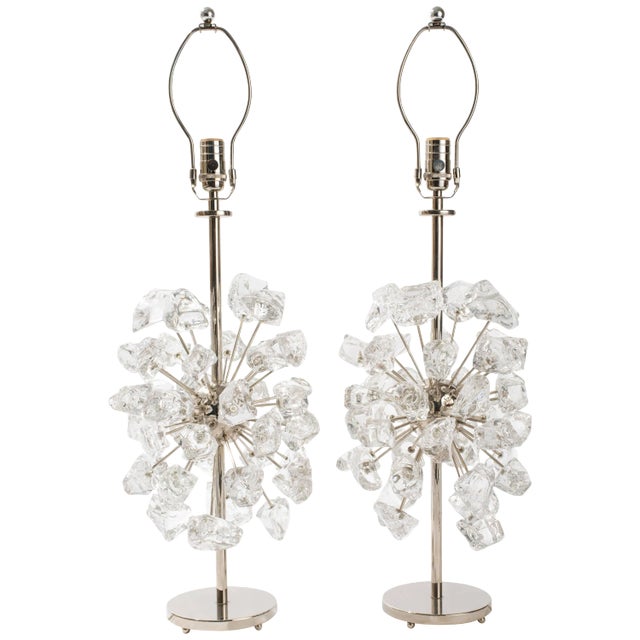 Expansion Clear Glass Rocks Lamps - a Pair For Sale