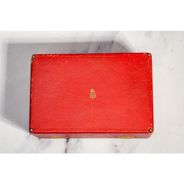 Nice Antique Mark Cross Red Leather Jewelry Box Luxury Case With Lock & Key Home Decor For Sale - Image 17 of 18