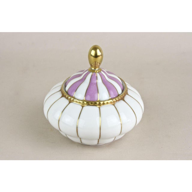 Purple Art Nouveau Porcelain Box with Lid, Bohemia, 1920s For Sale - Image 8 of 14