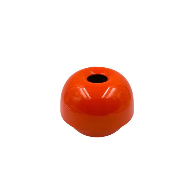 Orange Space Age Orange Ceramic Vase, Sicart Italy Circa 1970 For Sale - Image 8 of 14