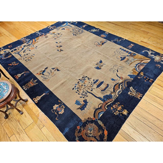 Vintage Chinese Art Deco Rug, Hand-Knotted Wool, Four Dragons Design, 9' x 12' For Sale In Chicago - Image 6 of 18