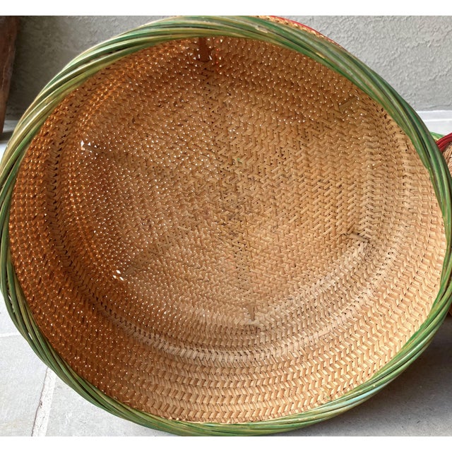 Wood Circa 1960/1970 Chinese Rattan & Bamboo Two-Tier Betrothal / Wedding Basket For Sale - Image 7 of 18