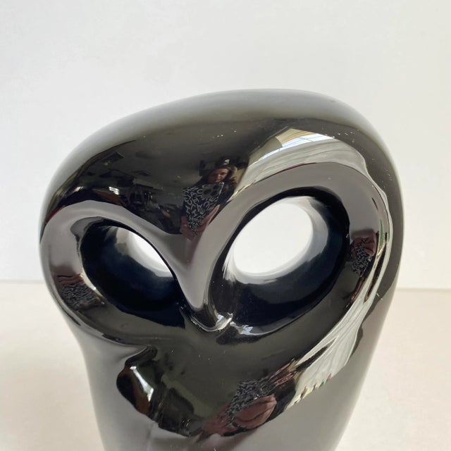 Mid Century Modern 1960s Black Ceramic Owl Statue A great piece to add to your bookshelf or mix and match with your other...