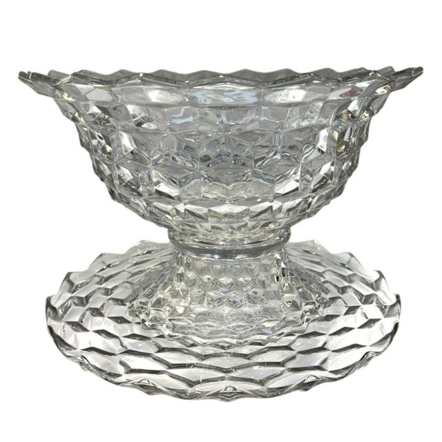 Vintage Fostoria American No. 2056 Flaire Punch Bowl with Pedestal Stand and 19" Underplate – Complete 3-Piece Ensemble...