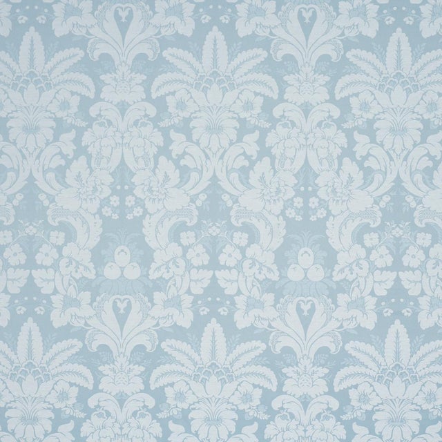2020s Sample - Schumacher Kennedy Damask Fabric In Robin'S Egg For Sale - Image 5 of 5
