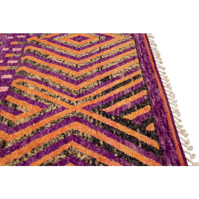 Textile Modern Oversize Moroccan Style Handmade Purple and Peach Boho Designed Wool Rug For Sale - Image 7 of 11