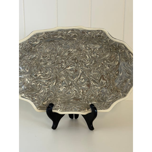 Signed Christine Jouval Gray Aptware Platter For Sale - Image 4 of 12