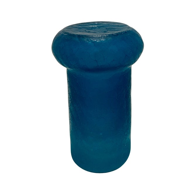Vintage Turquoise Crackle Glass Vase For Sale - Image 9 of 10