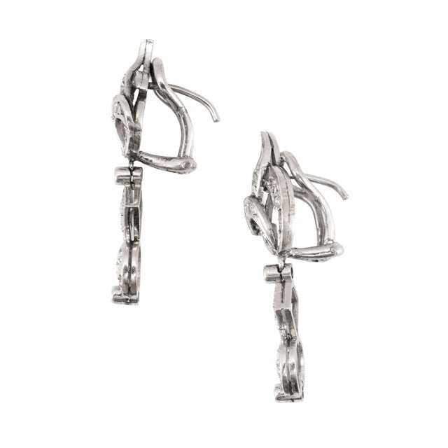 Antique Art Deco Mix Metal Gold Silver Palladium 0.65ct Diamond Dangle Earrings, Pair For Sale - Image 4 of 8