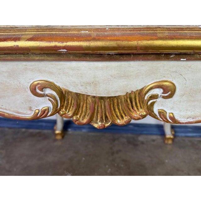 Italian Rococo Console Table, Giltwood & Marble Top, Mid-20th Century For Sale - Image 12 of 16