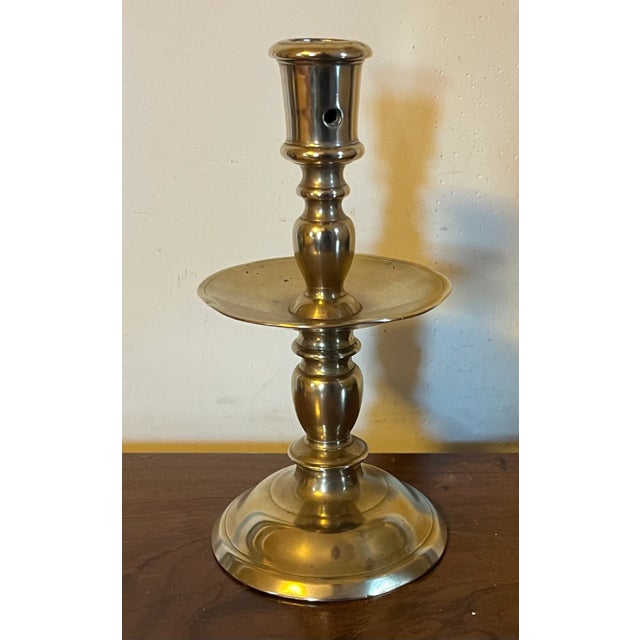 18th Century Antique 18th Century Georgian Brass Candlestick Holder For Sale - Image 5 of 11