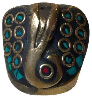 Vintage Incense Stick Holder in Bronze and Turquoise, India, 1970s