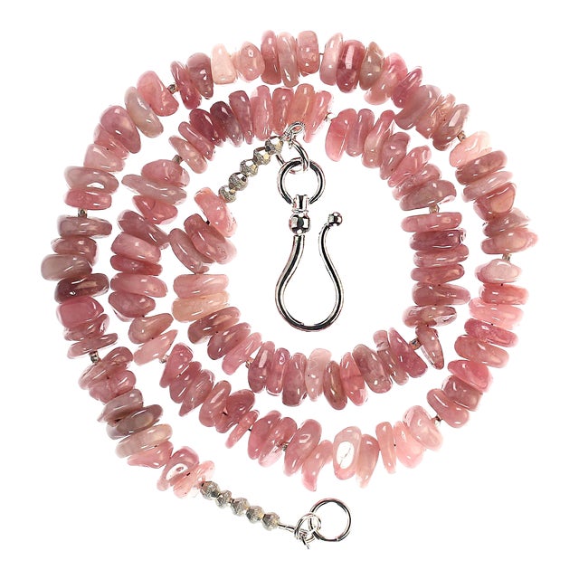 Mauve Madagascar Rose Quartz & Sterling Accents Necklace For Sale