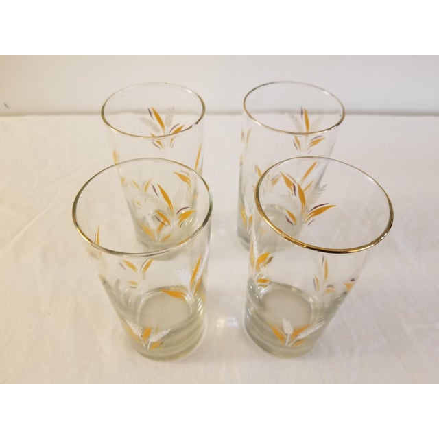 Glass Vintage Libbey Wheat Sprays Beverage Glasses - Set of 4 For Sale - Image 7 of 8