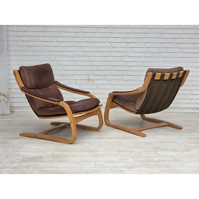 Swedish Leather and Bentwood Lounge Chair by Åke Fribytter, 1970s For Sale - Image 6 of 18