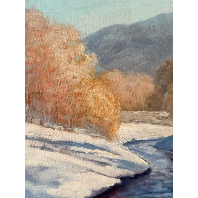 Textile Gary Steffen (Listed Artist b.1939, Co) Oil Painting on Canvas Titled Snow Banks. Gallery Label, Very Fine Frame For Sale - Image 7 of 14
