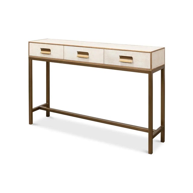 Modern Osprey White Leather Wrapped Console For Sale - Image 12 of 12