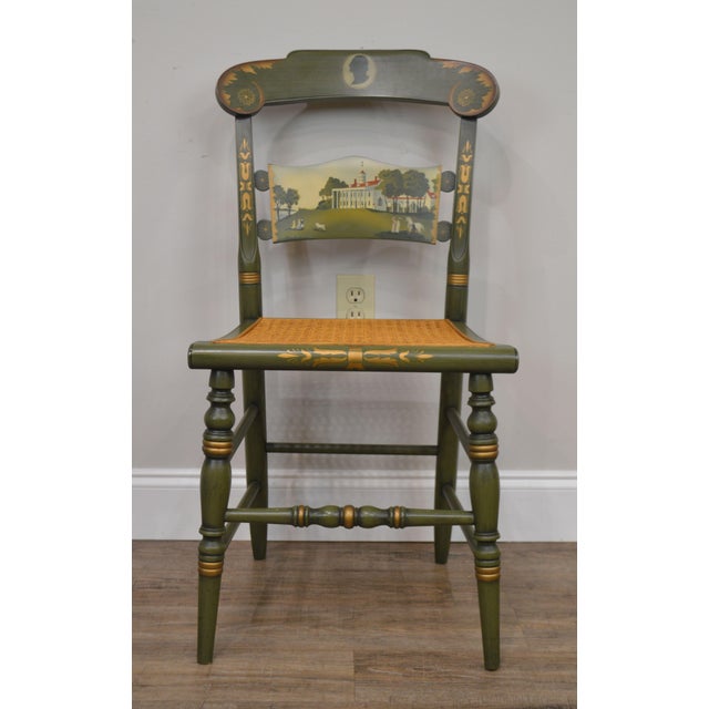 Hitchcock Green Painted Washington Mt Vernon Cane Seat Side