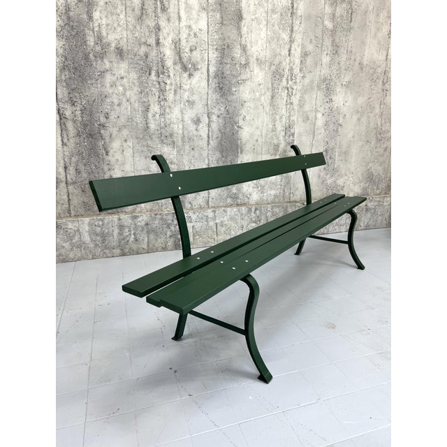 Forest Green Garden Bench, 1950s For Sale - Image 4 of 9