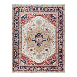8x10 Elegant Ivory Floral Traditional Hand Knotted Wool Carpet Rug For Sale