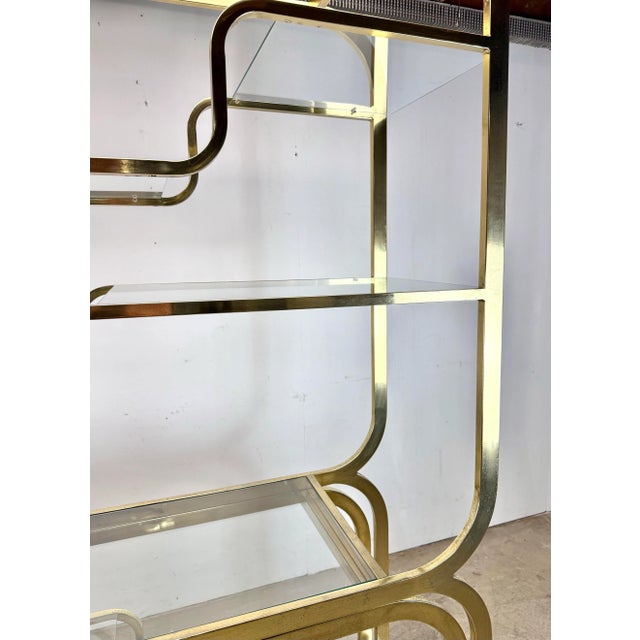 1970’s Mid Century Modern / Hollywood Regency Milo Baughman Style Extendable Etegère Display Shelf For Sale - Image 9 of 12