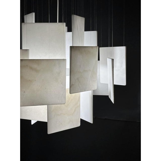 Contemporary Ingo Decorative Pendant Lamp in Bianco Carrara Marble by Bufalini Marmi For Sale - Image 3 of 9