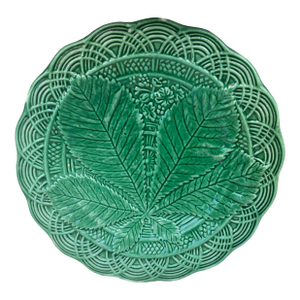 French Majolica Chesnut Leaf Plate , Circa 1890