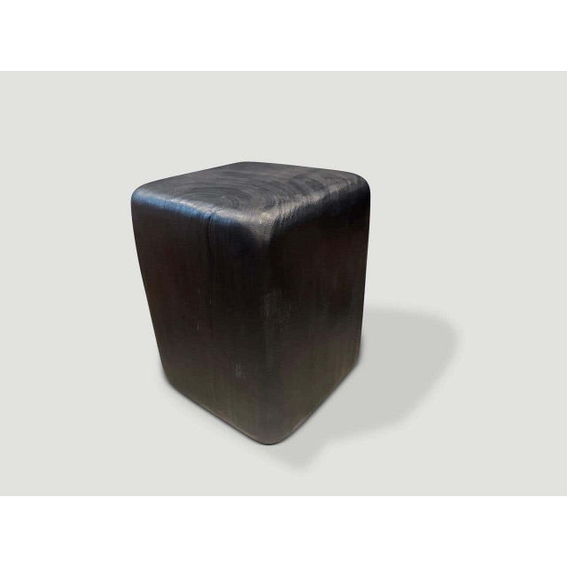 Contemporary Andrianna Shamaris Charred Minimalist Side Table or Stool For Sale - Image 3 of 6