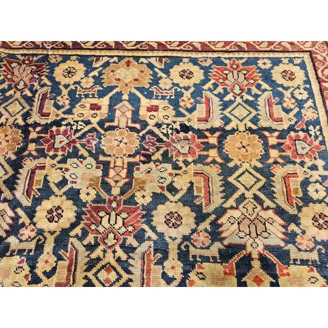 Antique Karabagh Gallery Rug, Hand-Knotted Wool, Allover Geometric Pattern, Navy & Tan, 7' X 14' For Sale - Image 14 of 17