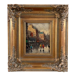 Vitti Impressionist Signed Paris Cityview Framed Oil on Canvas For Sale