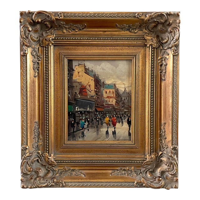 Vitti Impressionist Signed Paris Cityview Framed Oil on Canvas For Sale