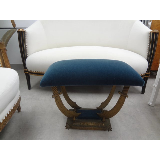 Blue Hollywood Regency Sword Bench or Ottoman For Sale - Image 8 of 9