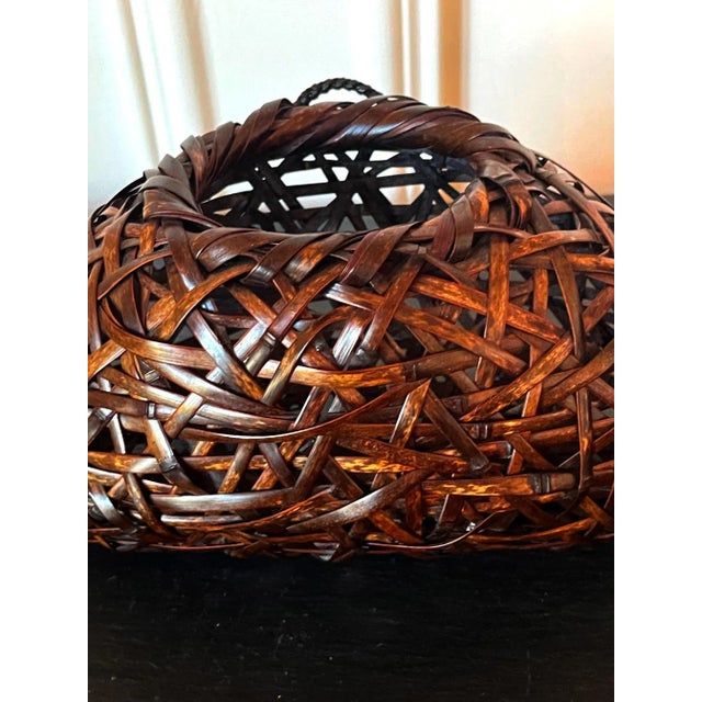 Modern Mid 20th Century Suemura Shobun Japanese Woven Ikebana Hanging Basket For Sale - Image 3 of 12