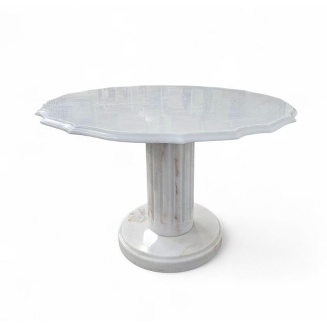 Neoclassic White Drapery Marble Side or Coffee Table, Italy For Sale - Image 4 of 18