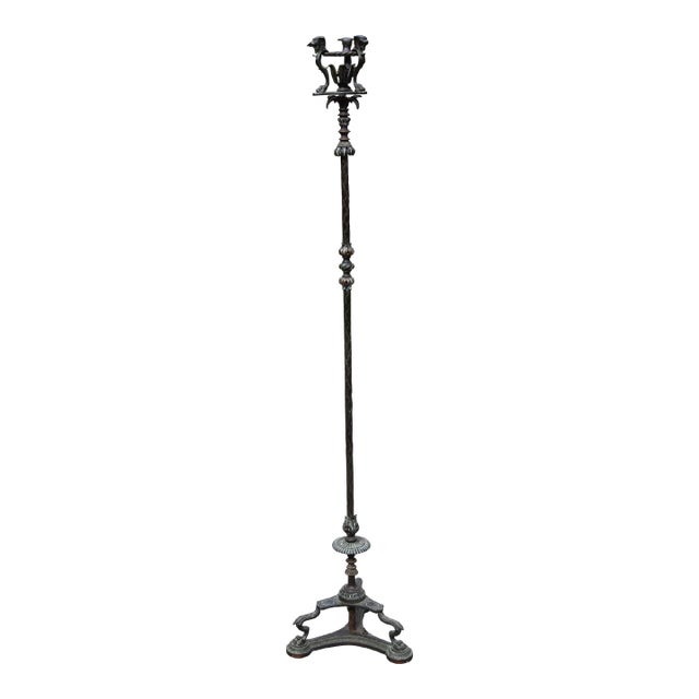 Antique Neoclassical Bronze Floor Lamp For Sale