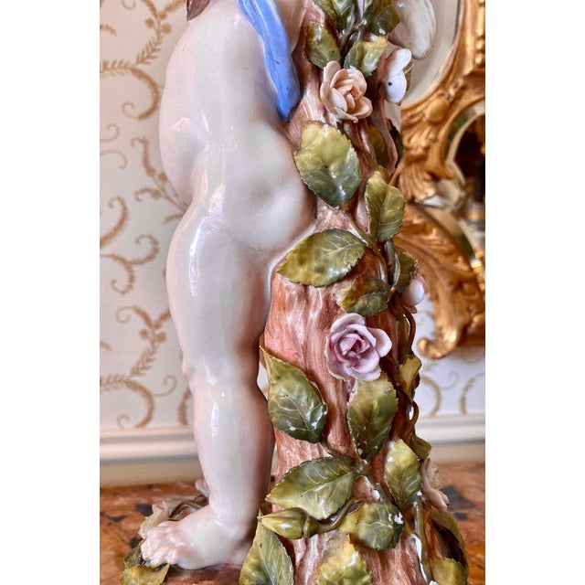 Venus & Cupid Porcelain Candlesticks from Sitzendorf, 19th Century, Set of 2 For Sale - Image 10 of 18