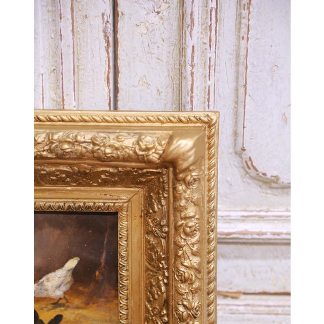 Pair of 19th Century Belgium Pendant Chicken Paintings Signed Dubois For Sale - Image 9 of 15