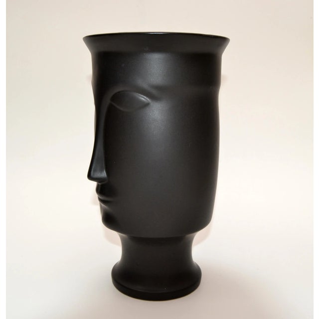 DUX Mid-Century Modern Black Face, Head Ceramic Vase Pottery For Sale - Image 4 of 13