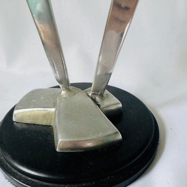 Stone 1980s Modernist Abstract Sculpture, Aluminum on Black Granite Base For Sale - Image 7 of 12