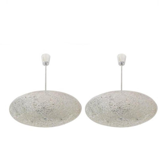 Nickel-Plated and Textured Glass Lamp by J. T. Kalmar, Vienna, 1950s For Sale - Image 6 of 6