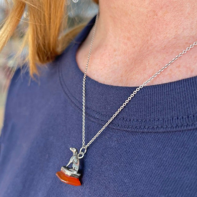 French Silver Dog Fob on Carnelian Base, C. 1780 For Sale - Image 10 of 11