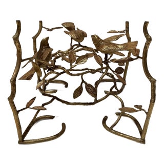 1970s Brass Coffee / Side Table With Birds and Branches For Sale