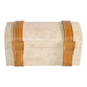 Renoir Designs Marble Soapstone Bamboo Hollywood Regency Box