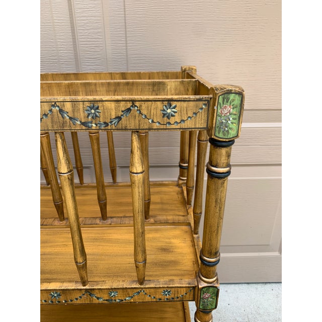 1960s French Country Painted Canterbury Book Stand With Floral Detail For Sale - Image 9 of 14